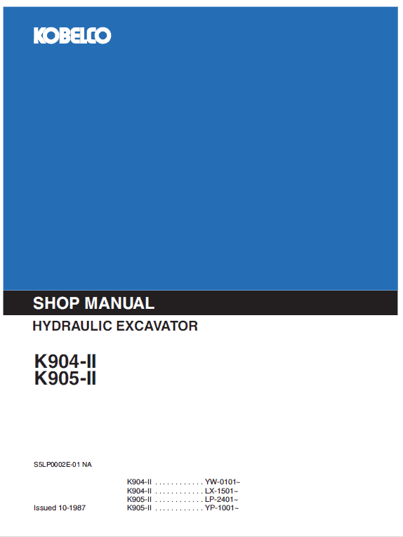 Kobelco K904-ii And K905-ii Excavator Service Manual
