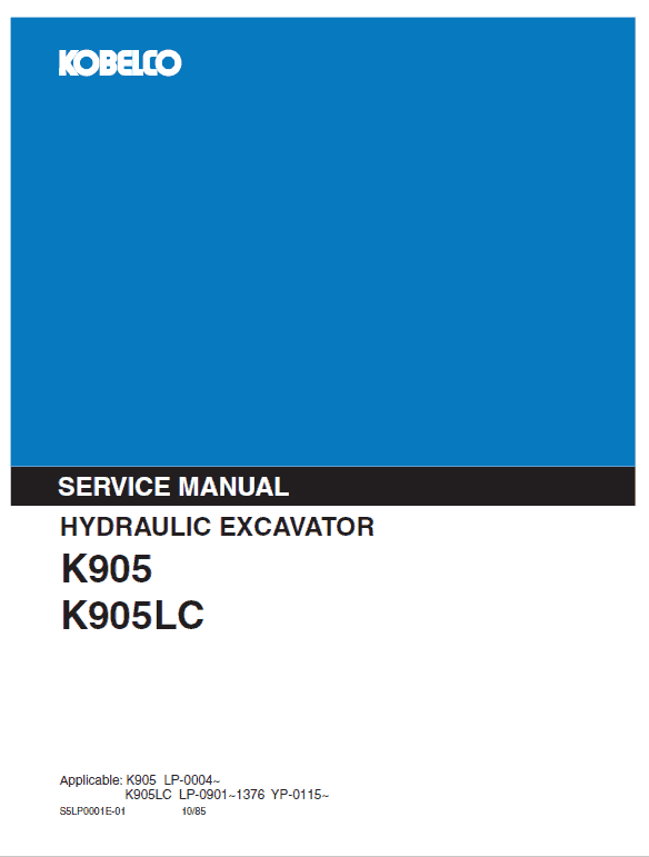 Kobelco K905 And K905lc Excavator Service Manual