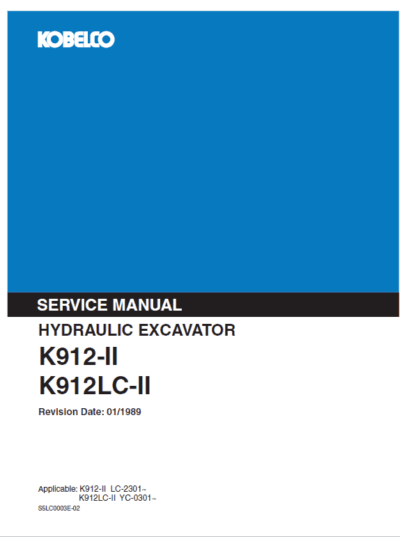 Kobelco K912-ii And K912lc-ii Excavator Service Manual