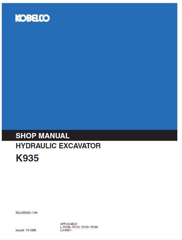 Kobelco K935 Excavator Service Manual