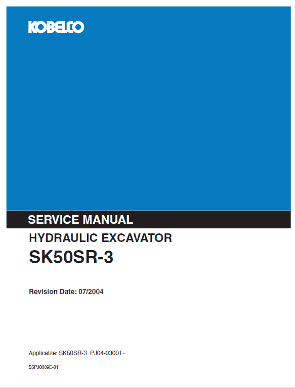 Kobelco Sk50sr-3 Excavator Service Manual