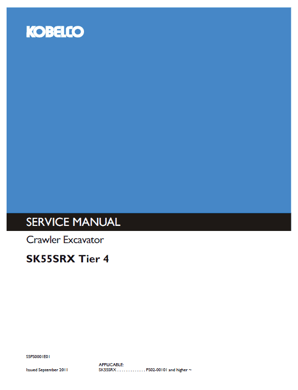 Kobelco Sk55srx-t4 Excavator Service Manual