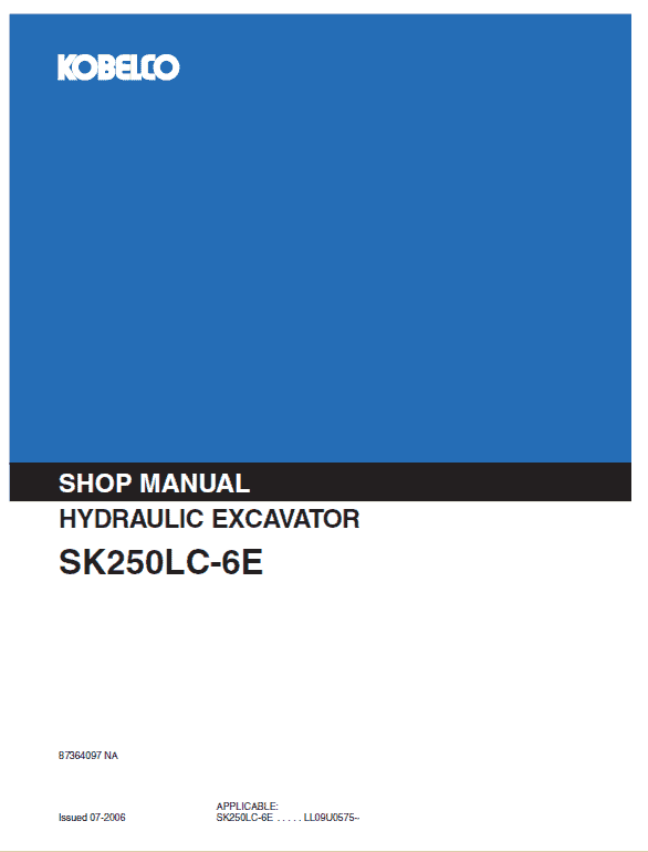 Kobelco Sk250lc-6e Excavator Service Manual