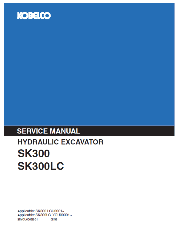 Kobelco Sk300, Sk300lc Excavator Service Manual