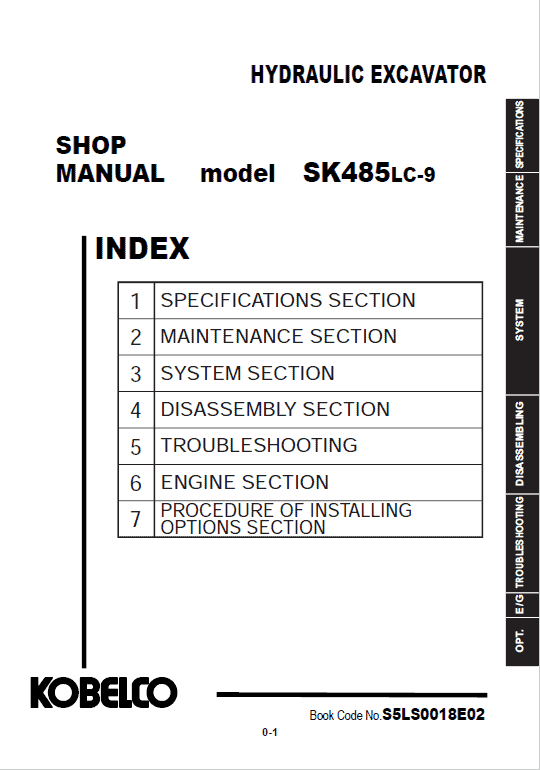Kobelco Sk485lc-9 Excavator Service Manual