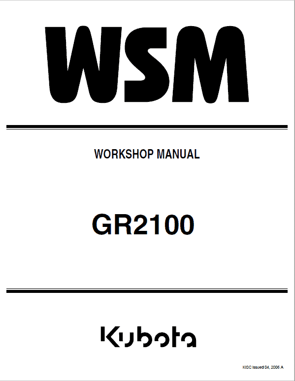Kubota GR2100 Lawn Mower Workshop Manual
