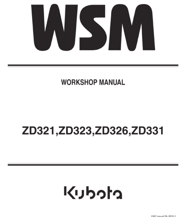 Kubota ZD321, ZD323, ZD326, ZD331 Mower Workshop Service Manual