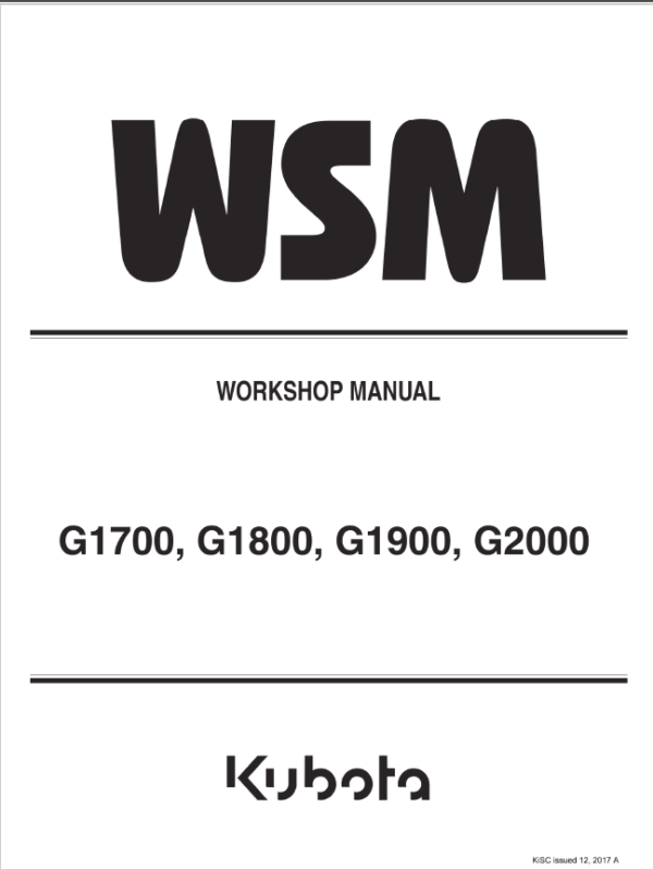 Kubota G1700, G1800, G1900, G2000 Lawn Mower Workshop Repair Manual