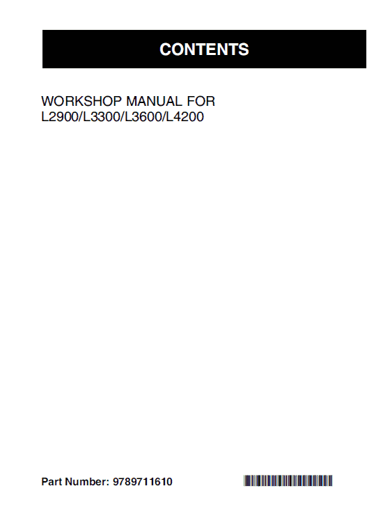 Kubota L2900, L3300, L3600, L4200 Tractor Workshop Manual