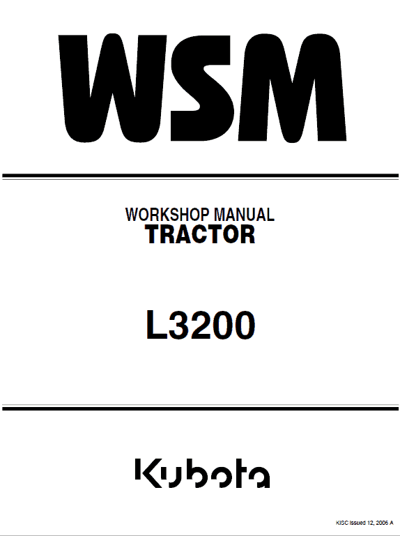 Kubota L3200 Tractor Workshop Service Manual