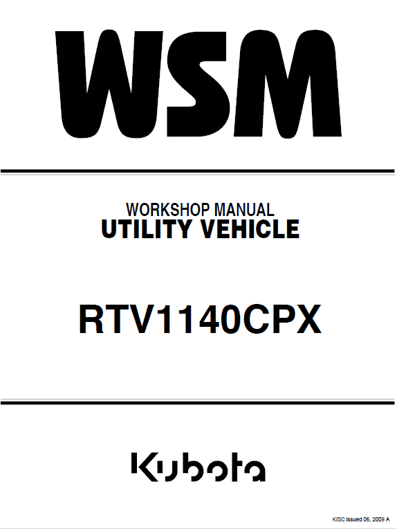 Kubota Rtv1140cpx Utility Vehicle Workshop Manual