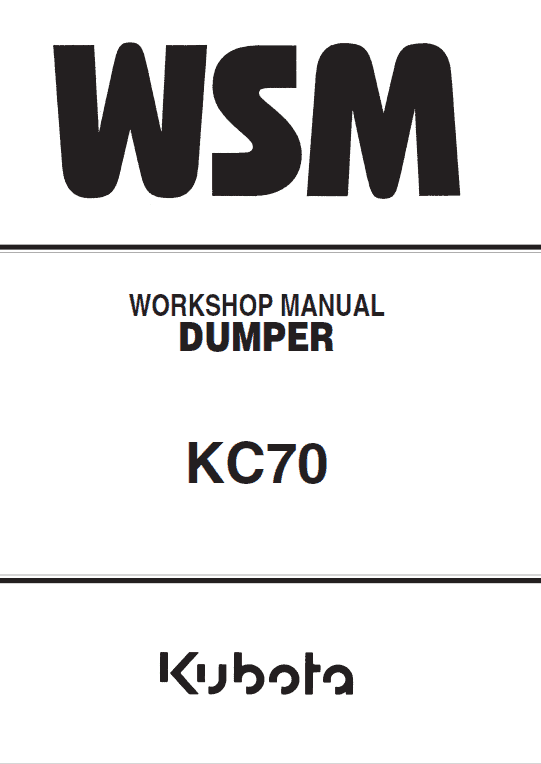 Kubota Kc70 Dumper Workshop Manual