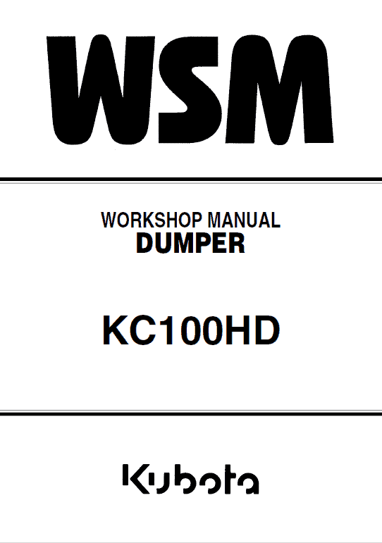 Kubota Kc100hd Dumper Workshop Manual
