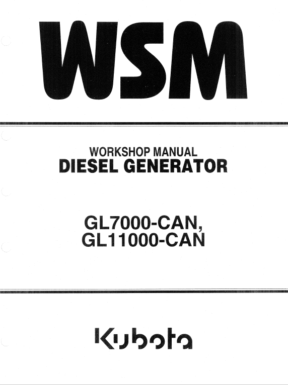 Kubota Gl7000-can, Gl1100-can Generator Workshop Manual