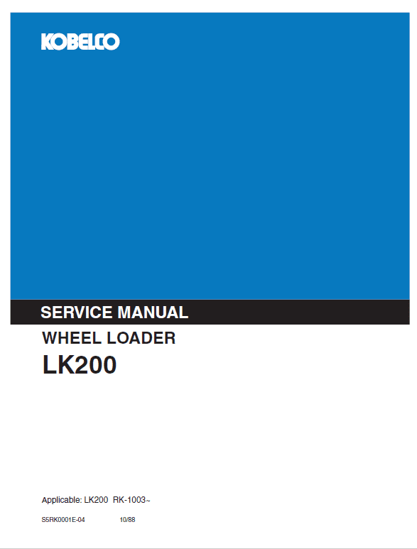 Kobelco Lk200 Wheel Loader Service Manual