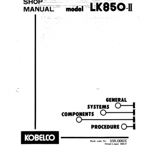 Kobelco Lk850 Ii Wheel Loader Service Manual