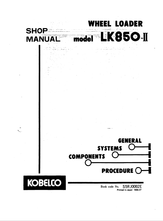 Kobelco Lk850 Ii Wheel Loader Service Manual