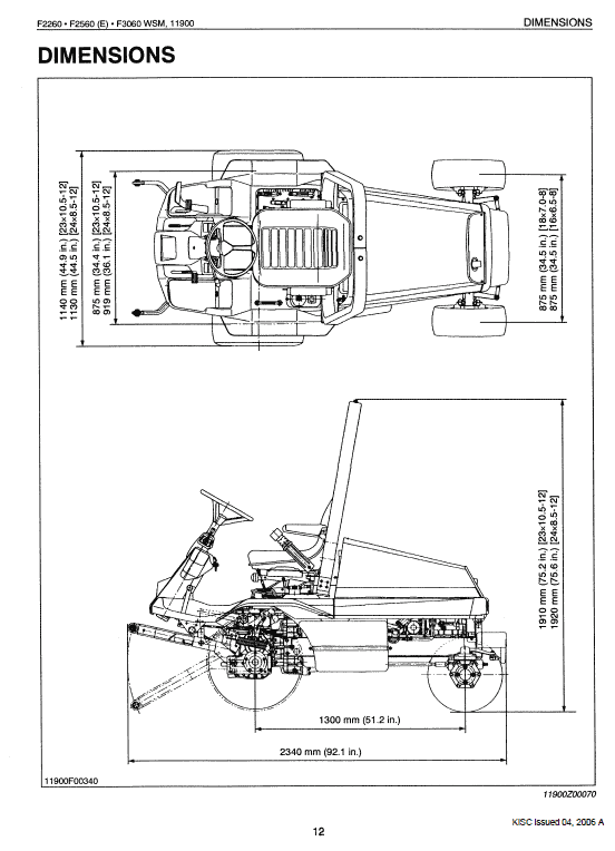 F3060 F3560 Mower Workshop Manual 97897-11903 Kubota F2260 E F2560 