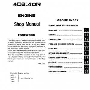 Mitsubishi 4d30, 4d31, 4d32, 4dr5, 6dr5 Engine Service Manual