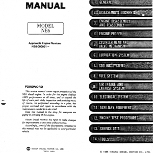 Nissan Ne6t Model Lk600a Engine Workshop Service Manual