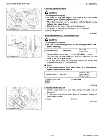 Kubota ZD321, ZD323, ZD326, ZD331 Mower Workshop Service Manual