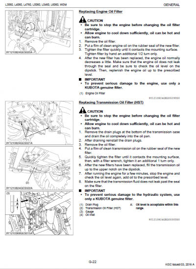 Kubota L3560, L4060, L4760, L5060, L5460, L6060 Tractor Manual