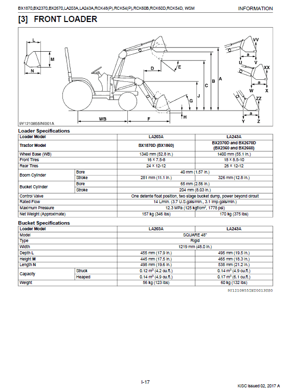 Kubota Bx1870, Bx2370, Bx2670 Tractor Loader Workshop Manual