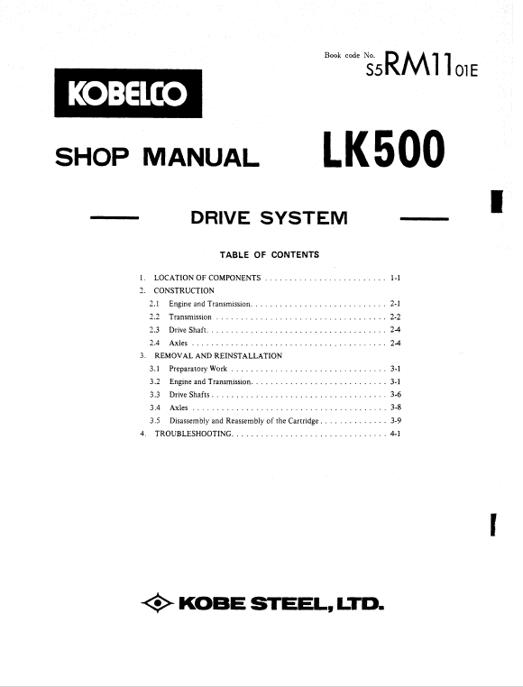 Kobelco Lk500 Wheel Loader Service Manual