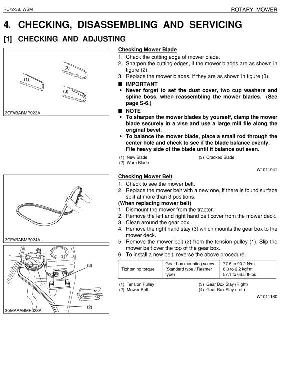 Kubota Rc72-38 Rotary Mower Workshop Manual