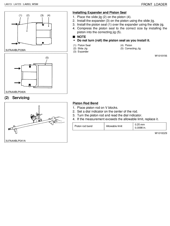 Kubota La513, La723, La825 Front Loader Workshop Manual