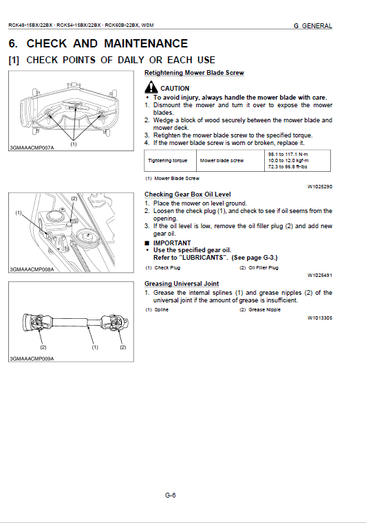 Kubota Rck48-15bx, Rc48-15bx, Rck54-15bx, Rck54-22bx Mower Manual