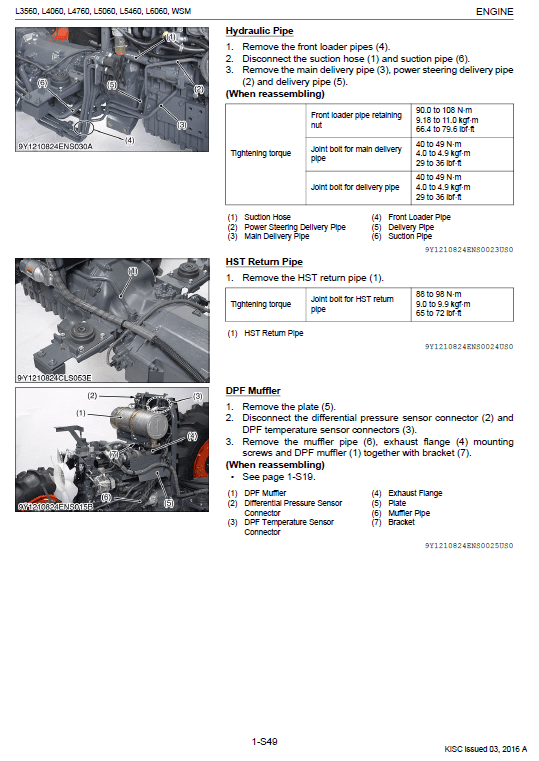 Kubota L3560, L4060, L4760, L5060, L5460, L6060 Tractor Manual