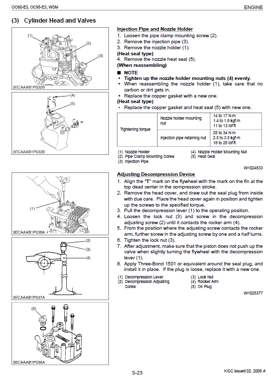 Kubota Oc60-e3, Oc98-e3 Engine Workshop Service Manual