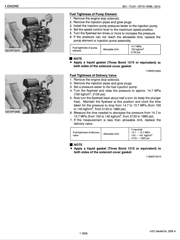 Kubota B21, Tl421, Bt751 Tractor Loader Workshop Service Manual