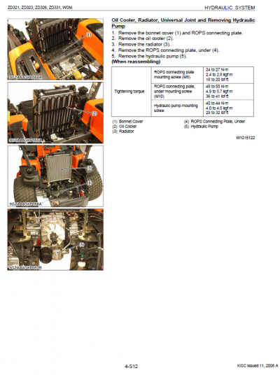 Kubota ZD321, ZD323, ZD326, ZD331 Mower Workshop Service Manual