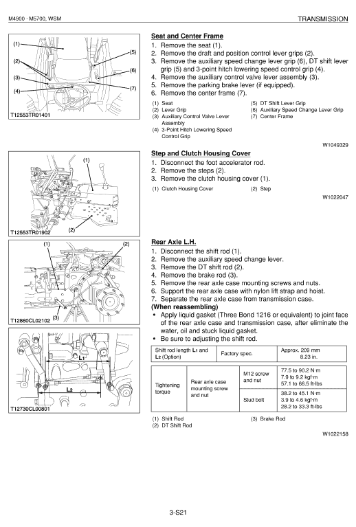 Kubota M4900, M5700 Tractor Workshop Service Manual