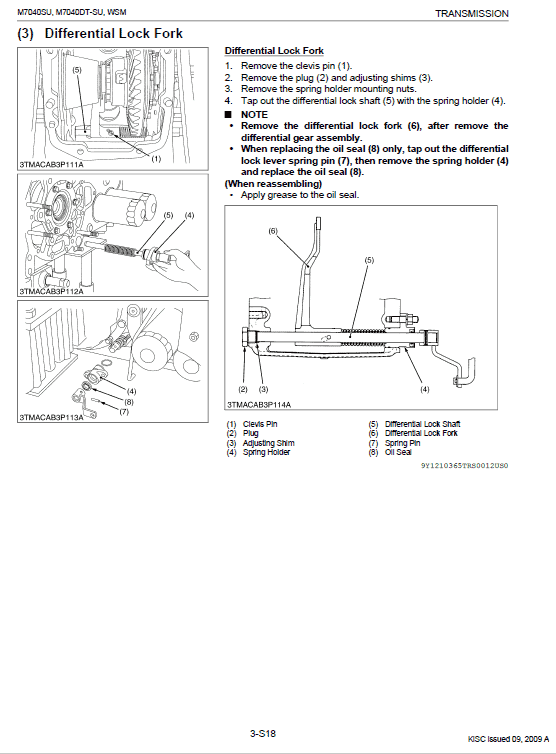 Kubota M7040su Tractor Workshop Service Manual