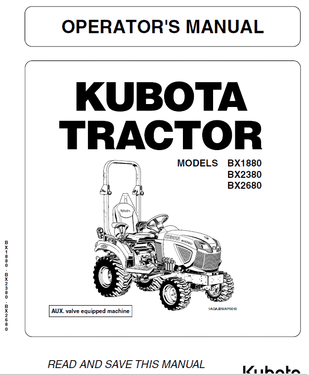 Kubota Bx1880, Bx2380, Bx2680 Tractor Loader Workshop Manual