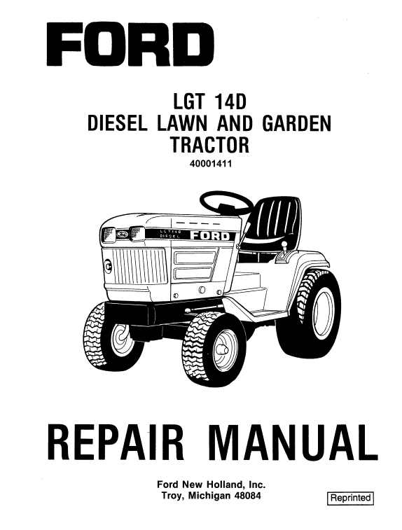 Ford Lgt14d, Lgt16d Lawn Tractor Service Manual
