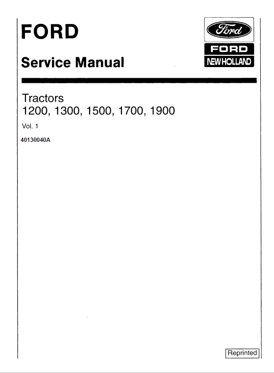 Ford 1200, 1300, 1500, 1700, 1900 Tractors Service Manual
