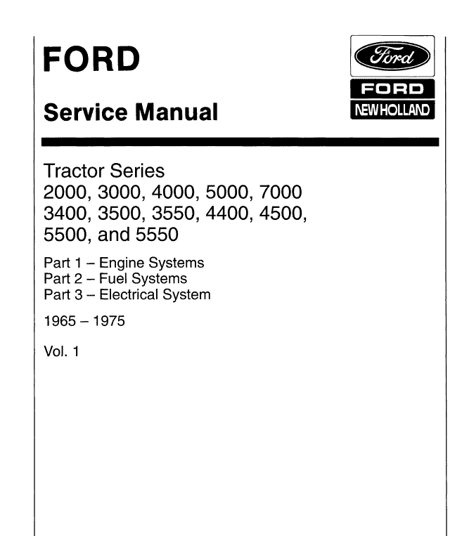 Ford Tractor Series 2000, 3000, 3400, 3500, 3550 Service Manual