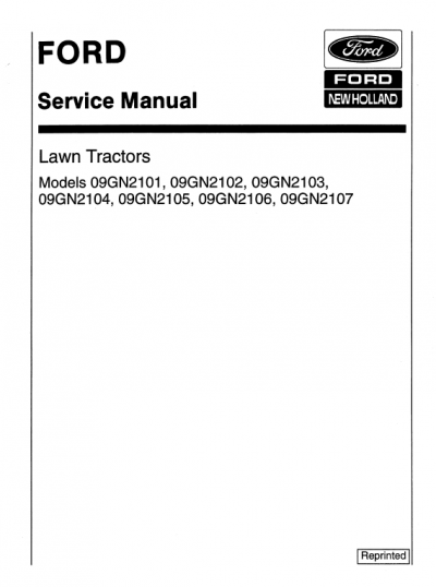 Ford Lt8, Lt11 Mower Tractor Service Manual