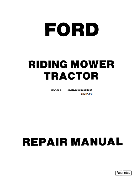 Ford R8, R11 Riding Mower Tractor Service Manual