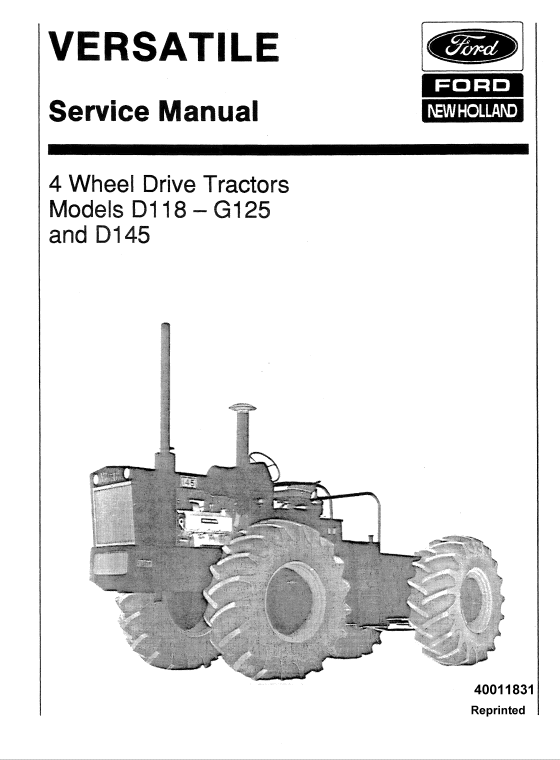 Ford Versatile D118, D145 And G125 Tractors Service Manual