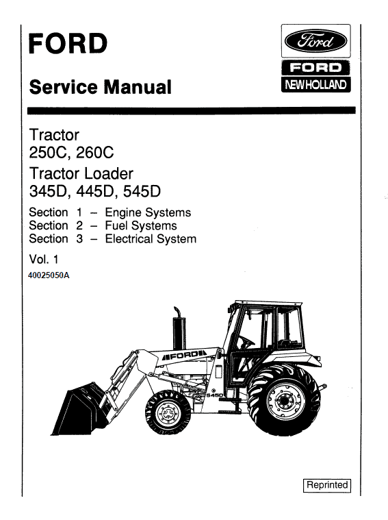 Ford 250c, 260c, 345d, 445d, 545d Tractor Service Manual