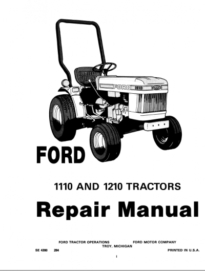 Ford 1110 and 1210 Tractor Service Manual