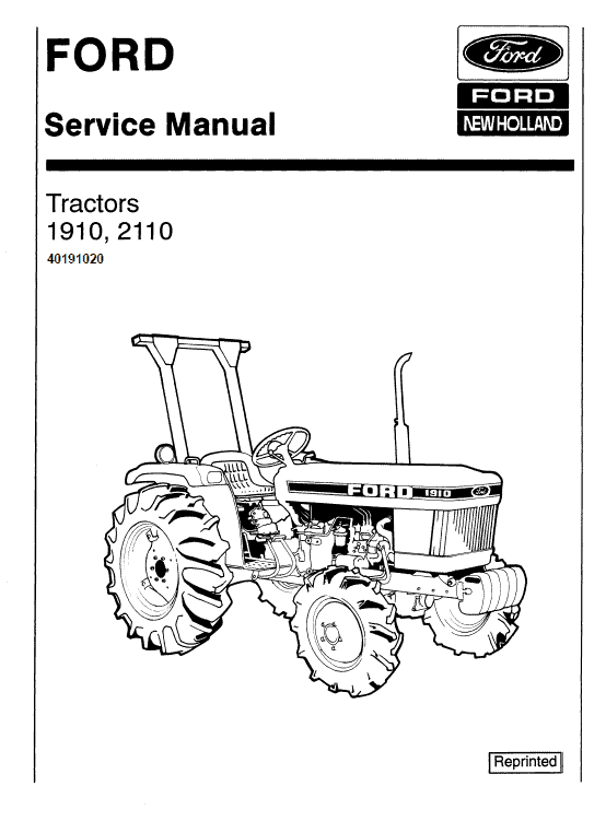 Ford "1910" Compact Tractor Operator Manual Handbook 