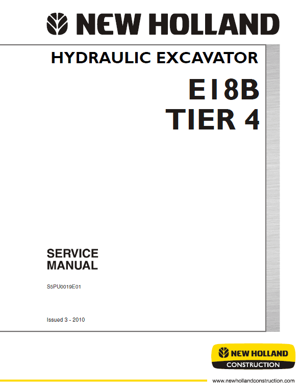 New Holland E18b Tier 4 Hydraulic Excavator Service Manual