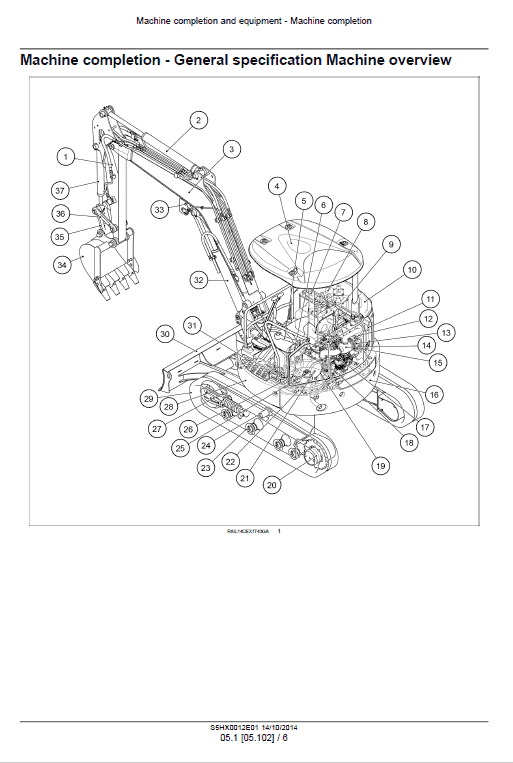 Part Number S3PX00025ZE01NA New Holland E35B SR Excavator Parts Catalog Manual 