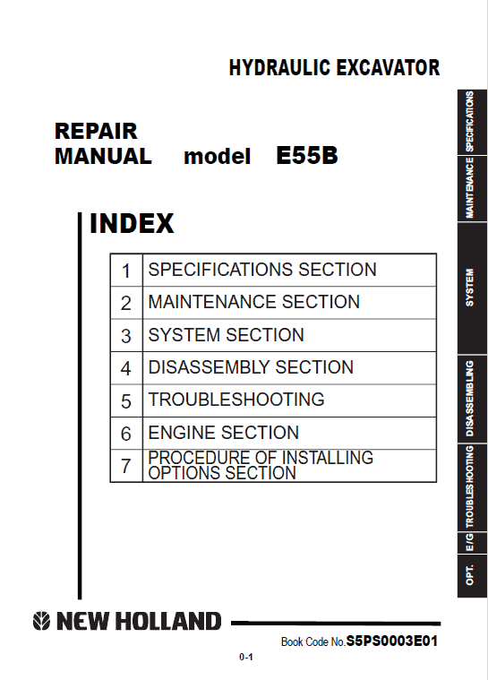 New Holland E55b Tier 4 Crawler Excavator Service Manual